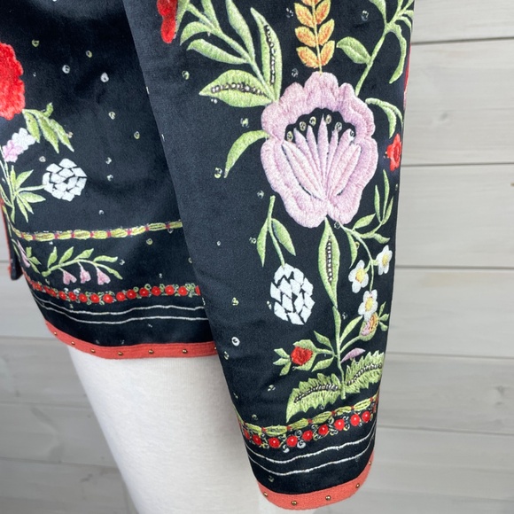 Floryday Black Velore Floral Pattern Kimono Jacket - Picture 3 of 6